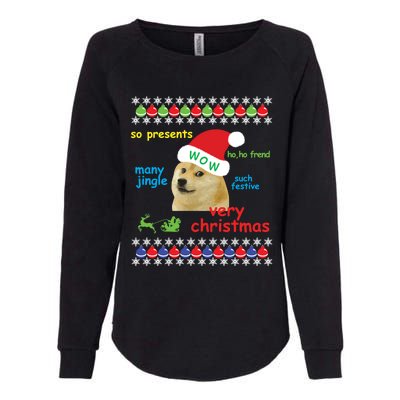 Ugly Sweater Christmas Doge Meme Sweatshirt Shiba Inu Dog Womens California Wash Sweatshirt