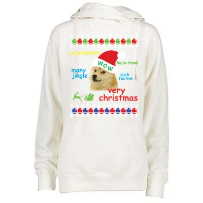 Ugly Sweater Christmas Doge Meme Sweatshirt Shiba Inu Dog Womens Funnel Neck Pullover Hood