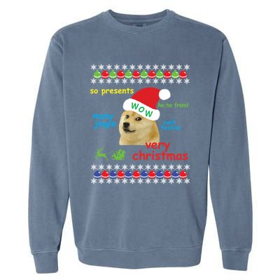 Ugly Sweater Christmas Doge Meme Sweatshirt Shiba Inu Dog Garment-Dyed Sweatshirt