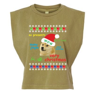 Ugly Sweater Christmas Doge Meme Sweatshirt Shiba Inu Dog Garment-Dyed Women's Muscle Tee