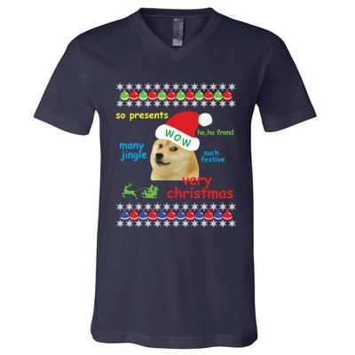 Ugly Sweater Christmas Doge Meme Sweatshirt Shiba Inu Dog V-Neck T-Shirt