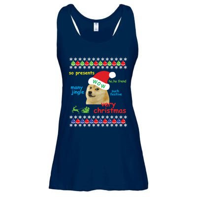 Ugly Sweater Christmas Doge Meme Sweatshirt Shiba Inu Dog Ladies Essential Flowy Tank