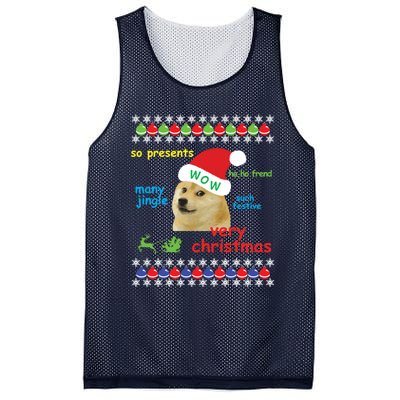 Ugly Sweater Christmas Doge Meme Sweatshirt Shiba Inu Dog Mesh Reversible Basketball Jersey Tank