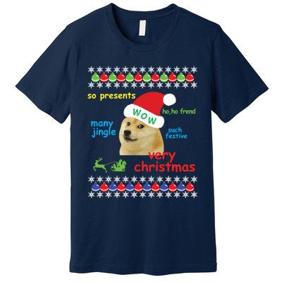 Ugly Sweater Christmas Doge Meme Sweatshirt Shiba Inu Dog Premium T-Shirt