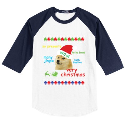 Ugly Sweater Christmas Doge Meme Sweatshirt Shiba Inu Dog Baseball Sleeve Shirt