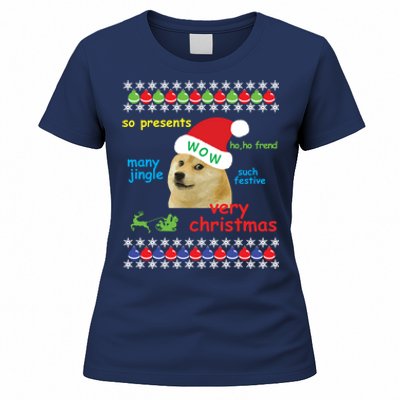 Ugly Sweater Christmas Doge Meme Sweatshirt Shiba Inu Dog Women's T-Shirt