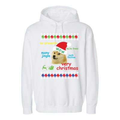 Ugly Sweater Christmas Doge Meme Sweatshirt Shiba Inu Dog Garment-Dyed Fleece Hoodie