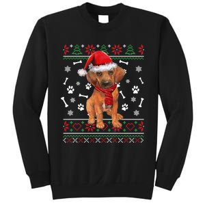 Ugly Sweater Christmas Rhodesian Ridgeback Santa Hat Pajama Sweatshirt Sweatshirt