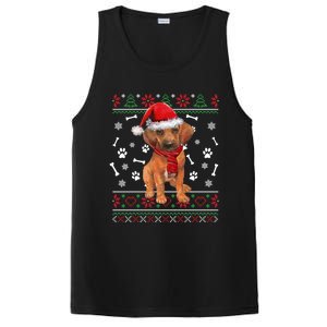 Ugly Sweater Christmas Rhodesian Ridgeback Santa Hat Pajama Sweatshirt PosiCharge Competitor Tank