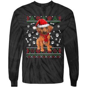 Ugly Sweater Christmas Rhodesian Ridgeback Santa Hat Pajama Sweatshirt Tie-Dye Long Sleeve Shirt