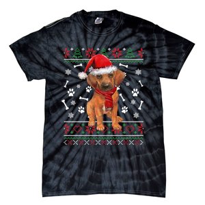 Ugly Sweater Christmas Rhodesian Ridgeback Santa Hat Pajama Sweatshirt Tie-Dye T-Shirt