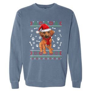 Ugly Sweater Christmas Rhodesian Ridgeback Santa Hat Pajama Sweatshirt Garment-Dyed Sweatshirt