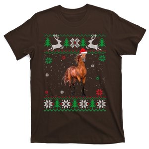 Ugly Sweater Christmas Horse Lover Santa Hat Animals T-Shirt