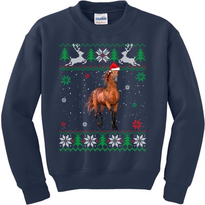 Ugly Sweater Christmas Horse Lover Santa Hat Animals Kids Sweatshirt