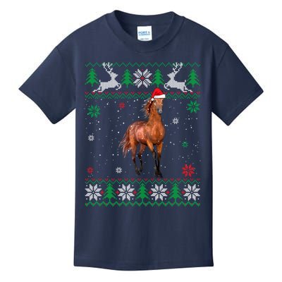 Ugly Sweater Christmas Horse Lover Santa Hat Animals Kids T-Shirt