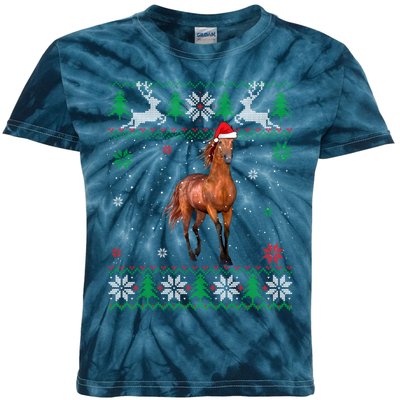 Ugly Sweater Christmas Horse Lover Santa Hat Animals Kids Tie-Dye T-Shirt