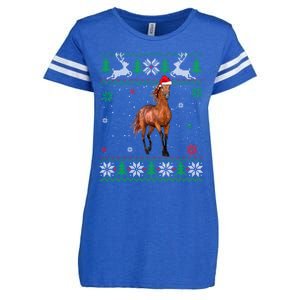 Ugly Sweater Christmas Horse Lover Santa Hat Animals Enza Ladies Jersey Football T-Shirt