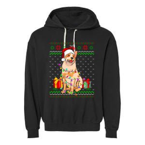 Ugly Sweater Christmas Lights Australian Cattle Dog Lover Garment-Dyed Fleece Hoodie