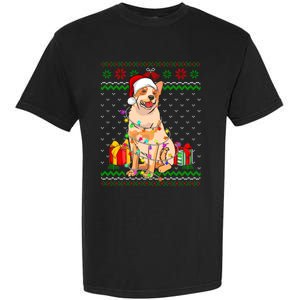 Ugly Sweater Christmas Lights Australian Cattle Dog Lover Garment-Dyed Heavyweight T-Shirt