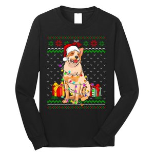 Ugly Sweater Christmas Lights Australian Cattle Dog Lover Long Sleeve Shirt