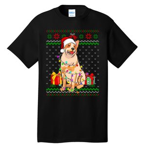 Ugly Sweater Christmas Lights Australian Cattle Dog Lover Tall T-Shirt