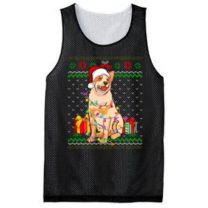 Ugly Sweater Christmas Lights Australian Cattle Dog Lover Mesh Reversible Basketball Jersey Tank