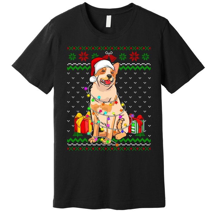 Ugly Sweater Christmas Lights Australian Cattle Dog Lover Premium T-Shirt