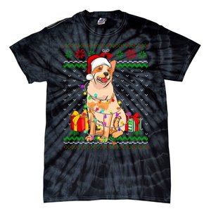 Ugly Sweater Christmas Lights Australian Cattle Dog Lover Tie-Dye T-Shirt