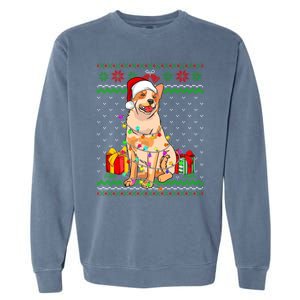 Ugly Sweater Christmas Lights Australian Cattle Dog Lover Garment-Dyed Sweatshirt