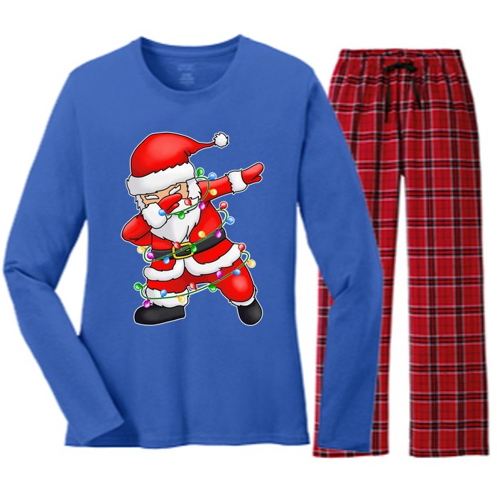 Ugly Sweater Cool Gift Christmas Squad Dabbing Santa Claus Gift Women's Long Sleeve Flannel Pajama Set 