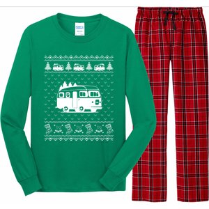 Ugly Sweater Christmas Holiday Design Funny Camper Xmas Long Sleeve Pajama Set