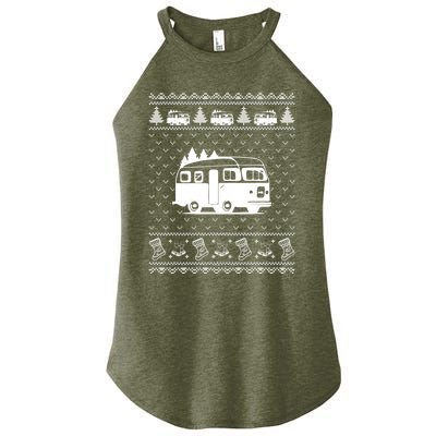 Ugly Sweater Christmas Holiday Design Funny Camper Xmas Women’s Perfect Tri Rocker Tank