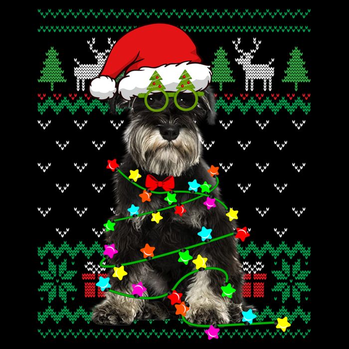 Ugly Sweater Christmas Lights Schnauzer Dog Puppy Lover Gift Cooling Performance Crew T-Shirt