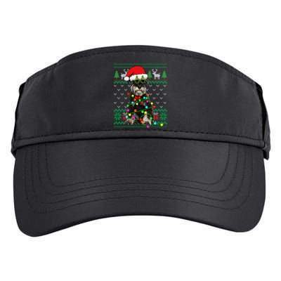 Ugly Sweater Christmas Lights Schnauzer Dog Puppy Lover Gift Adult Drive Performance Visor