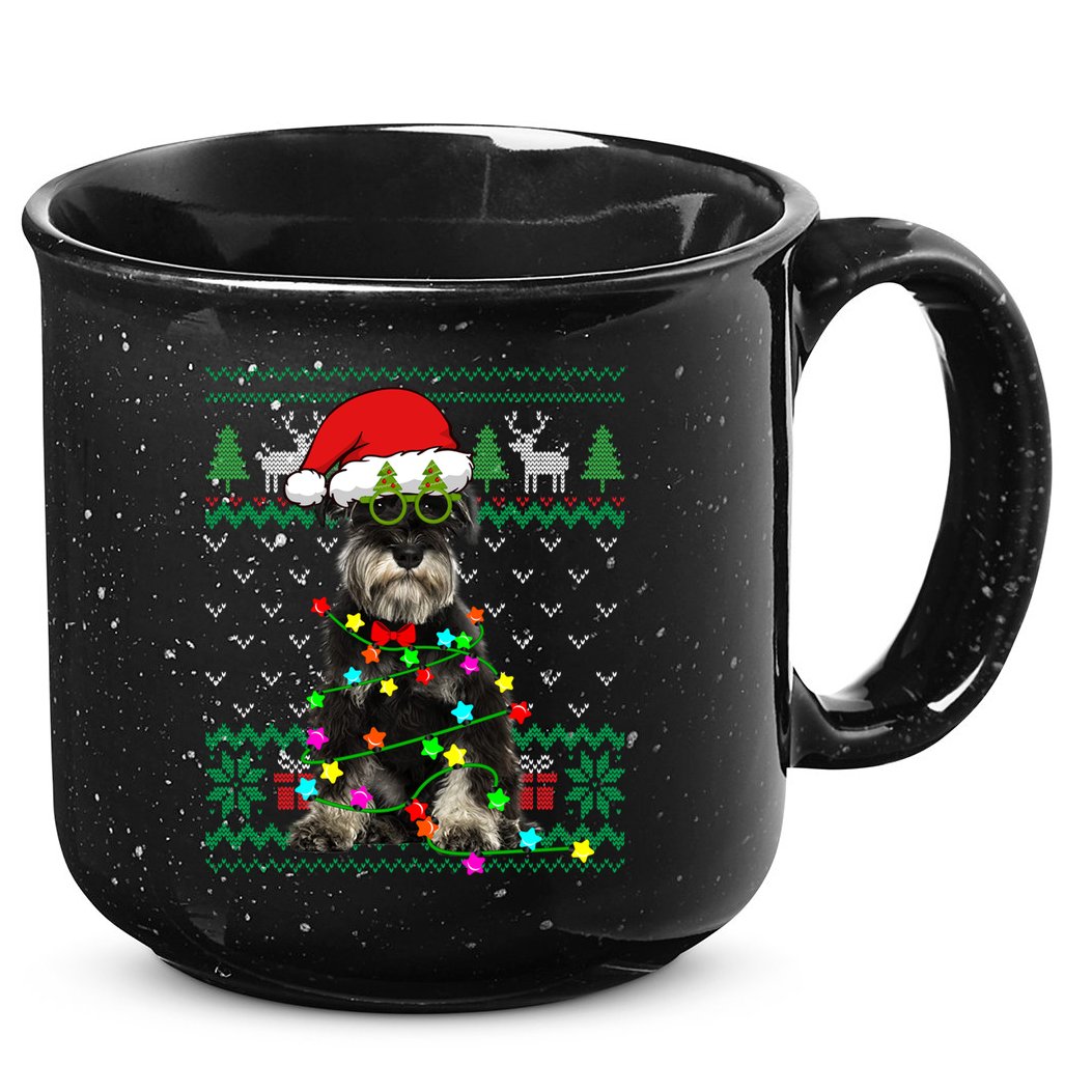 Ugly Sweater Christmas Lights Schnauzer Dog Puppy Lover Gift 15oz Campfire Ceramic Mug