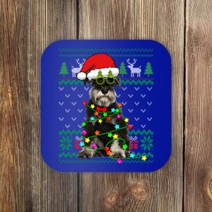 Ugly Sweater Christmas Lights Schnauzer Dog Puppy Lover Gift Coaster