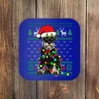 Ugly Sweater Christmas Lights Schnauzer Dog Puppy Lover Gift Coaster