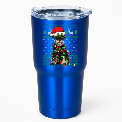 Ugly Sweater Christmas Lights Schnauzer Dog Puppy Lover Gift Tumbler