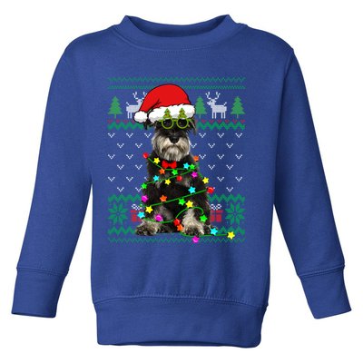 Ugly Sweater Christmas Lights Schnauzer Dog Puppy Lover Gift Toddler Sweatshirt
