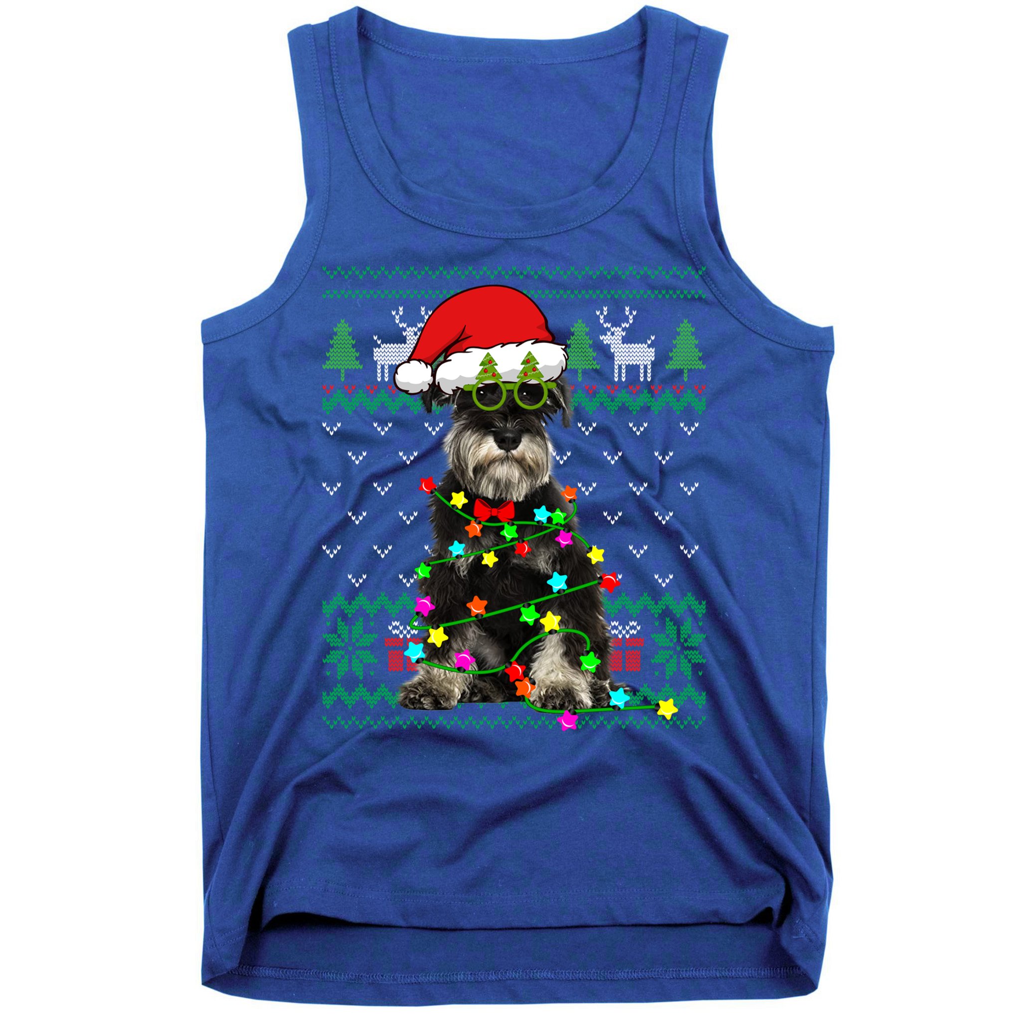Ugly Sweater Christmas Lights Schnauzer Dog Puppy Lover Gift Tank Top