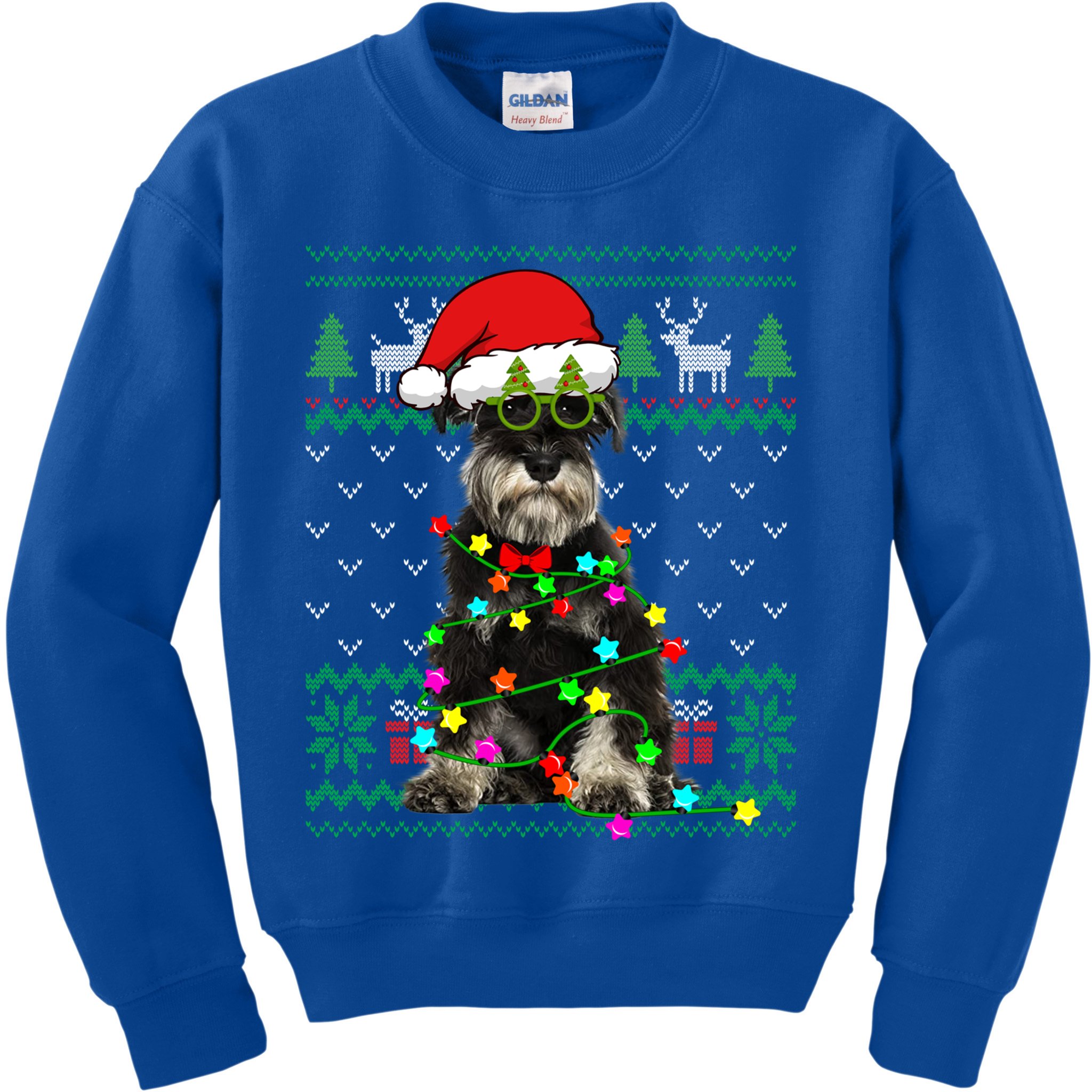 Ugly Sweater Christmas Lights Schnauzer Dog Puppy Lover Gift Kids Sweatshirt