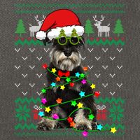 Ugly Sweater Christmas Lights Schnauzer Dog Puppy Lover Gift Cotton Canvas Backpack