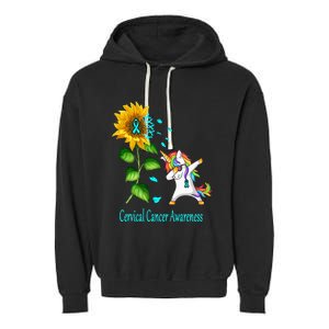 Unicorn SunFlower Cervical Cancer Awareness Garment-Dyed Fleece Hoodie