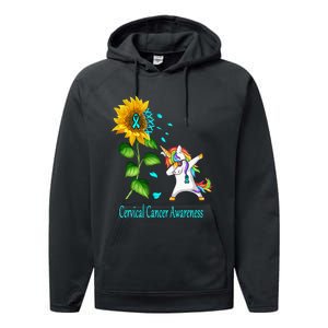 Unicorn SunFlower Cervical Cancer Awareness Performance Fleece Hoodie