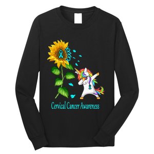 Unicorn SunFlower Cervical Cancer Awareness Long Sleeve Shirt