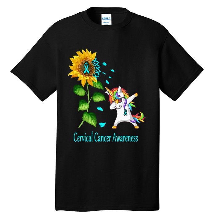 Unicorn SunFlower Cervical Cancer Awareness Tall T-Shirt