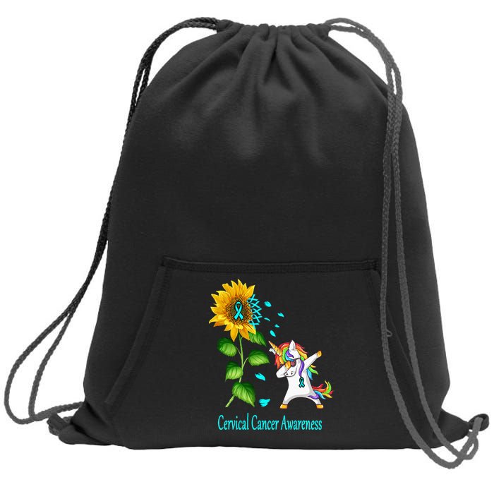 Unicorn SunFlower Cervical Cancer Awareness Sweatshirt Cinch Pack Bag