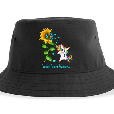 Unicorn SunFlower Cervical Cancer Awareness Sustainable Bucket Hat