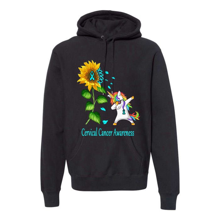 Unicorn SunFlower Cervical Cancer Awareness Premium Hoodie