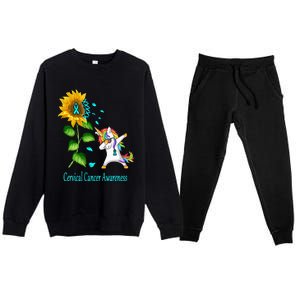 Unicorn SunFlower Cervical Cancer Awareness Premium Crewneck Sweatsuit Set